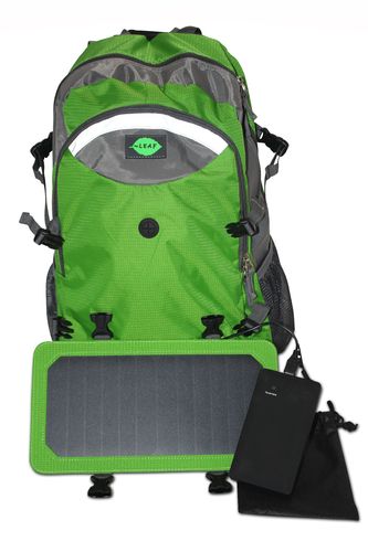 Solar Rucksack grün/grau mit Powerbank